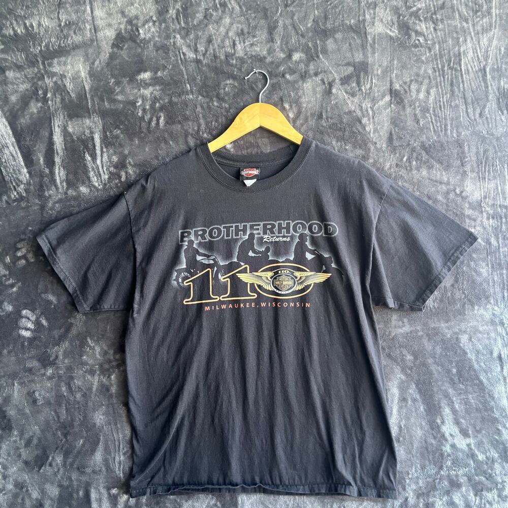 Harley Davidson Brotherhood Biker T-Shirt Size Large Black